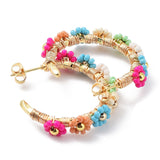 Flower Beaded Hoops