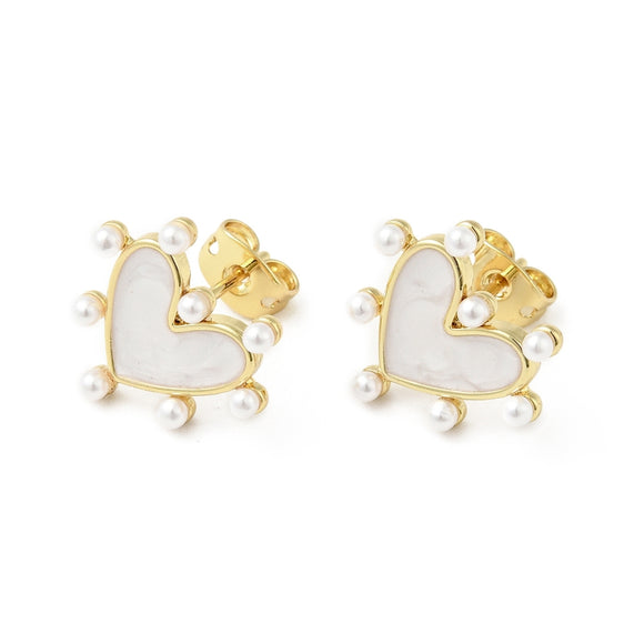 Pearl White Heart Stud Earrings