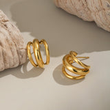 Triple Hoop Stud Earrings