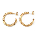Woven Texture Gold Hoop Earrings
