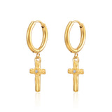 Golden Cross Huggie Hoop