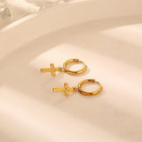 Golden Cross Huggie Hoop