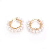Natural Pearl Hoop Earrings