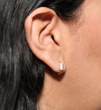 Oval Gold Carabiner Huggie Earrings, carabiner huggie hoops, pave huggies,  Geometric Hoop Earrings, 18k gold plated, minimalist earrings