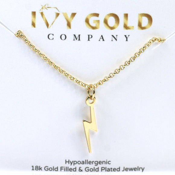 Lightning bolt necklace, gold lightning bolt, thunder,  18k Gold Plated, dainty lightning bolt necklace, gold bolt charm