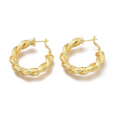 Thick Gold Twisted Ring Hoop, 18k gold plated, hoop earrings, chunky hoops, medium size hoops, 90s jewelry, cable twist hoops